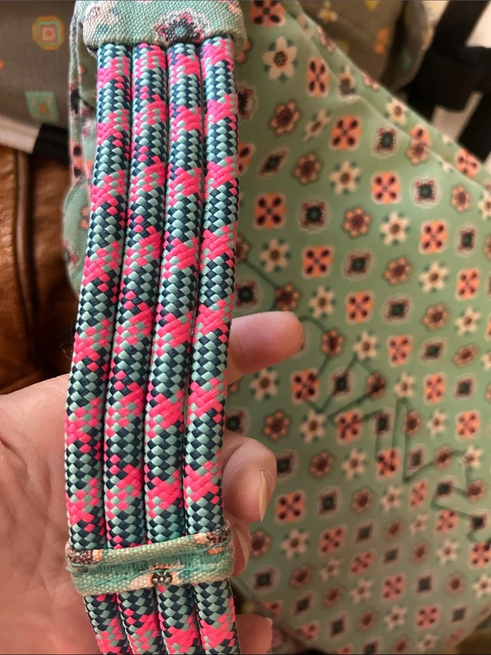 Kavu Kids Floral Sling Bag in Mint Green and Pink
